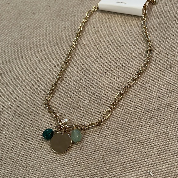 J. Crew Gold Coin and Stone Pendant Necklace/NWT - Picture 3 of 7